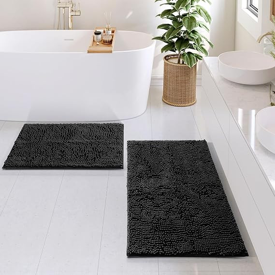 Hearth & Harbor Bathroom Rugs Sets 2 Piece, Chenille Bath Mat Set - Machine Washable Bath Mats fo... | Amazon (US)