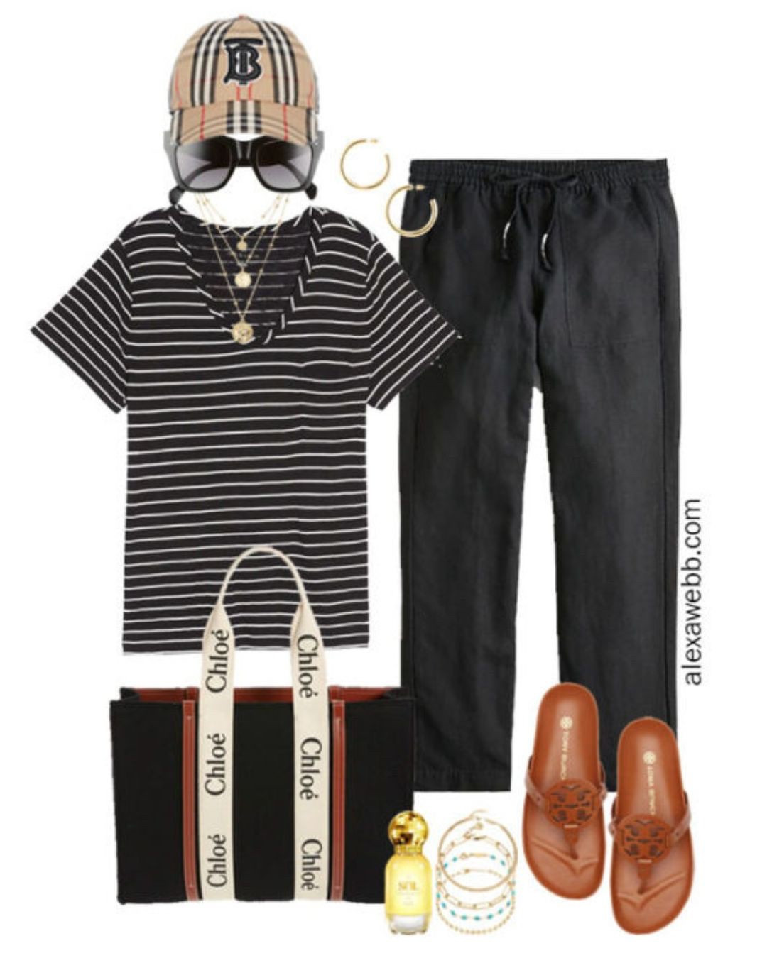 Plus Size Black Linen Pants Outfits - Plus size outfits for hot weather with plus size linen pants to keep cool in! Wear with striped tee and a baseball cap. Alexa Webb

#LTKPlusSize #LTKSeasonal #LTKStyleTip