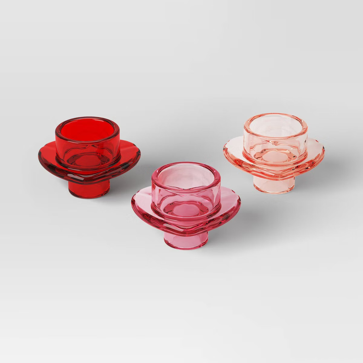 3pk Glass Heart Valentine's Candle Holders - Threshold™ | Target