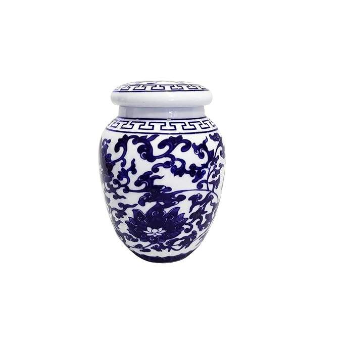 Decorative Blue and White Lotus Pattern Porcelain Storage Container or Display Unit. Small | Amazon (US)