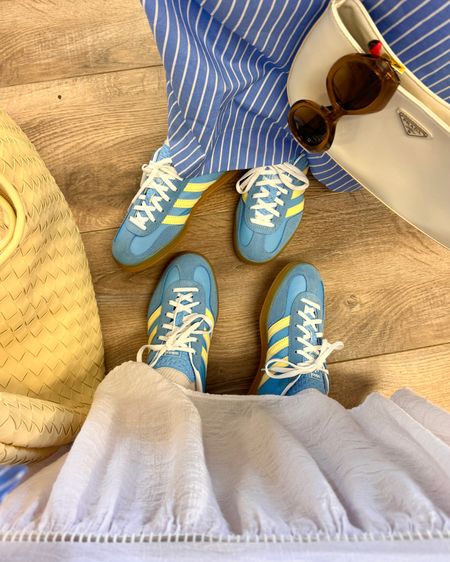 New favourite Adidas Gazelle colourway for Spring, pale blue and butter yellow! 

#LTKstyletip #LTKshoecrush