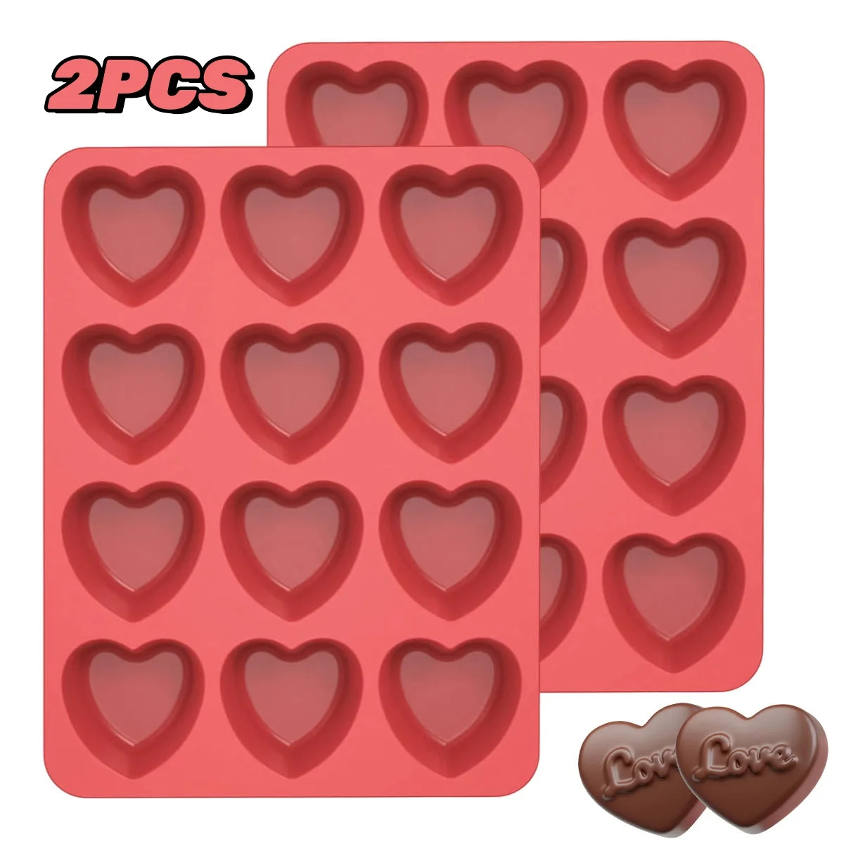NESZZMIR Heart Shaped Silicone Chocolate Molds Candy Mold, DIY Baking Trays 10-Cavity | Walmart (US)