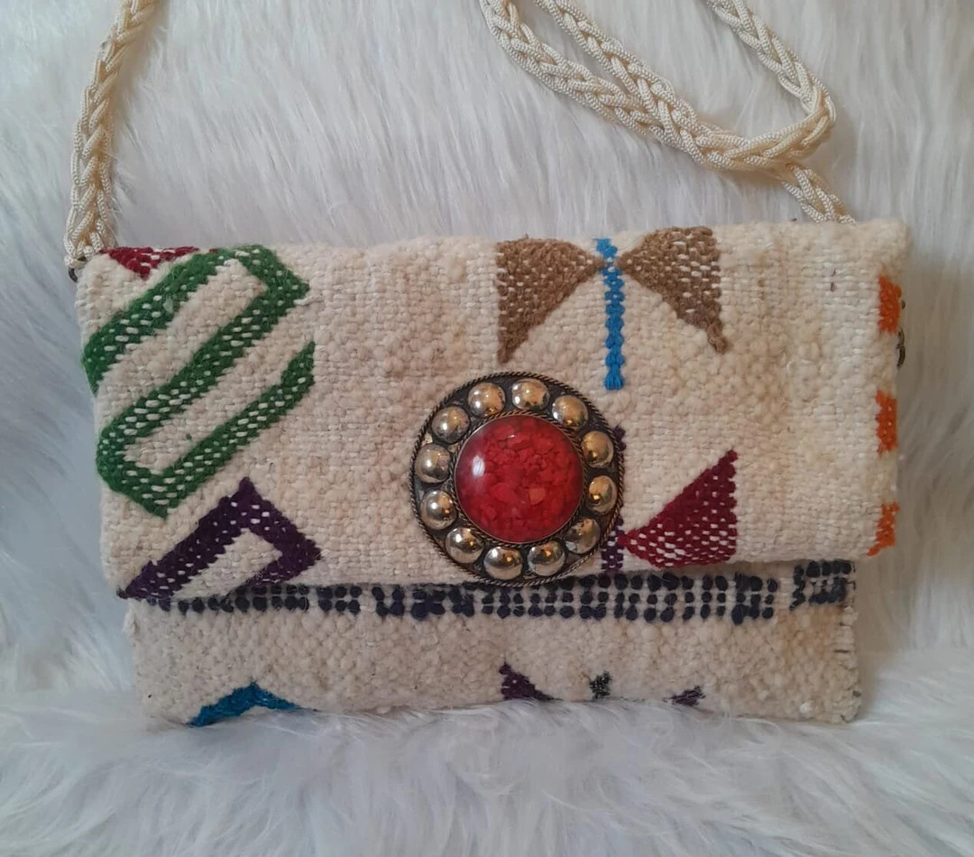 Kilim Clutch Bag, Handbag pouch Kilim Carpet, Berber carpet handbag, design shoulder strap,Handma... | Etsy (US)