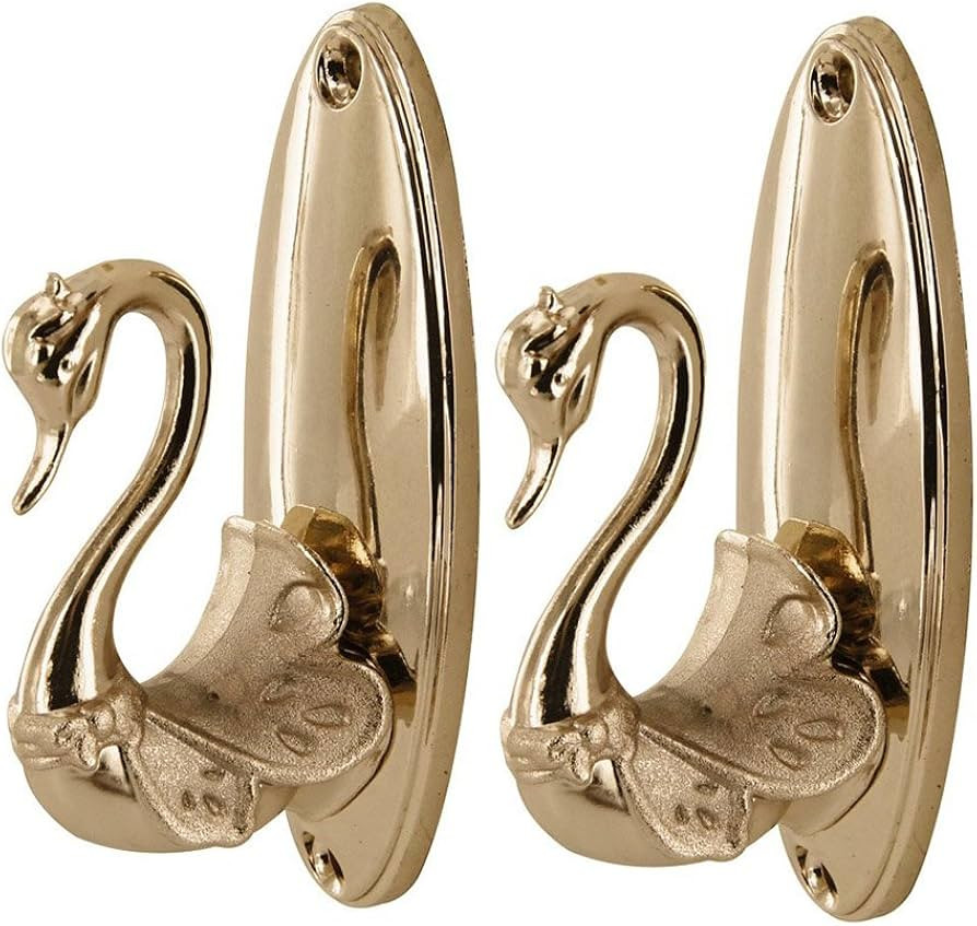 Gold Swan Curtain Hooks Set of 2 Elegant Zinc Alloy Holdbacks for Drapes Vintage Style Wall Mount... | Amazon (US)
