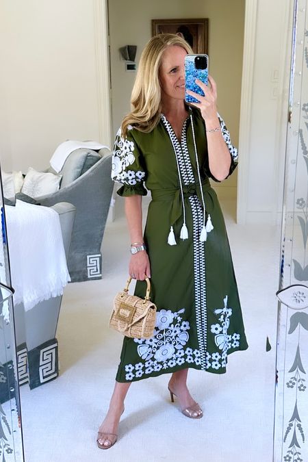 Stunning army green midi dress with white floral embroidery

Fits true to size but run a tan small in the bust so check measurements to be sure. I let this out a little and it’s perfect! 

Available In lots of color combinations but they sell quick so don’t wait if you love a color!

I’m 5’2” tall for length reference  

#LTKSeasonal #LTKOver40 #LTKStyleTip