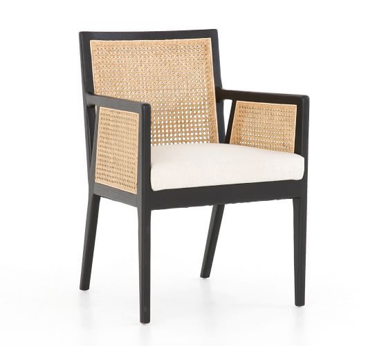 Lisbon Cane Dining Armchair, Brushed Ebony | Pottery Barn (US)