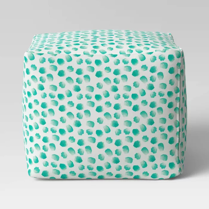 Pouf Ottoman DuraSeason Fabric™ Aqua Dots - Opalhouse™ | Target