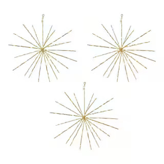 12 in. Battery Operated Twinkling LED Hanging Starburst Lights with Timer (3-Pack) | The Home Depot