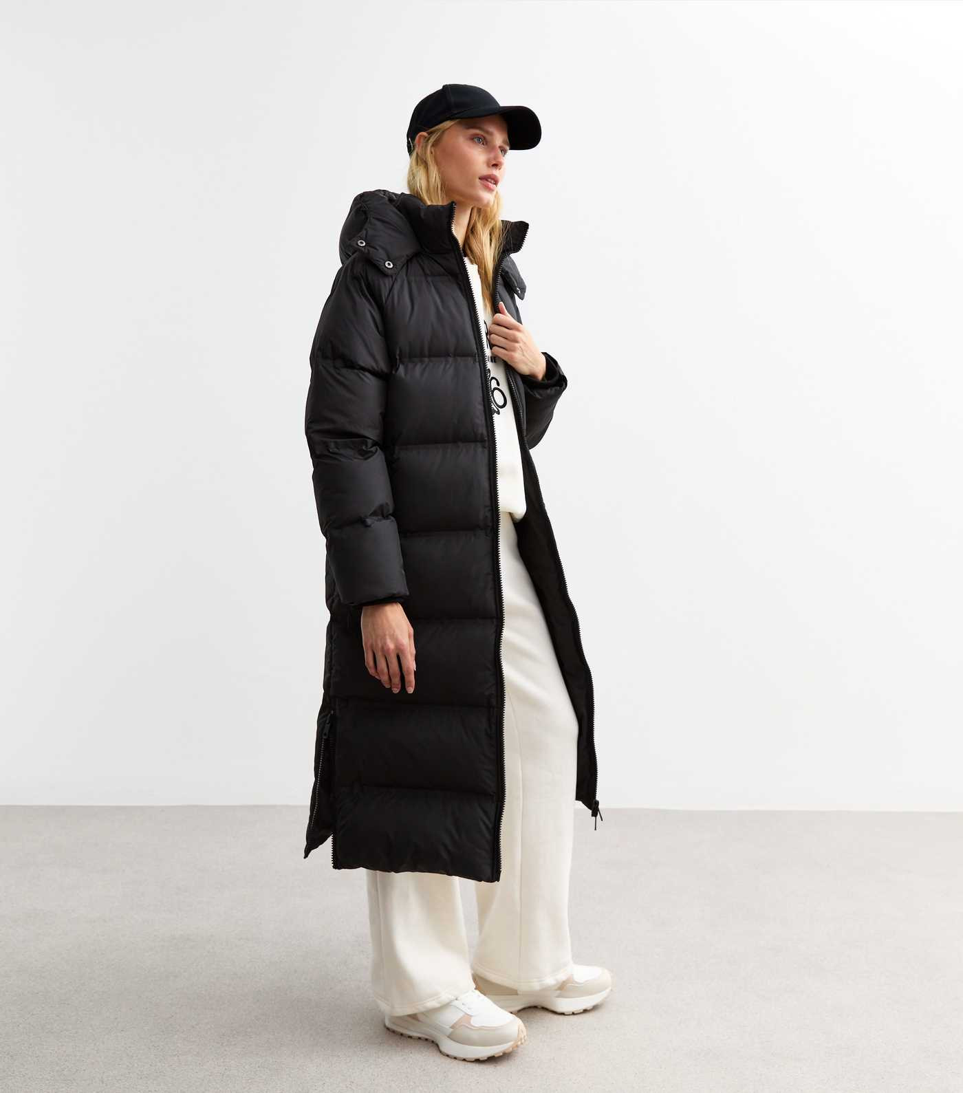 Black Shower Resistant Hooded Longline Puffer Coat | New Look | New Look (UK)