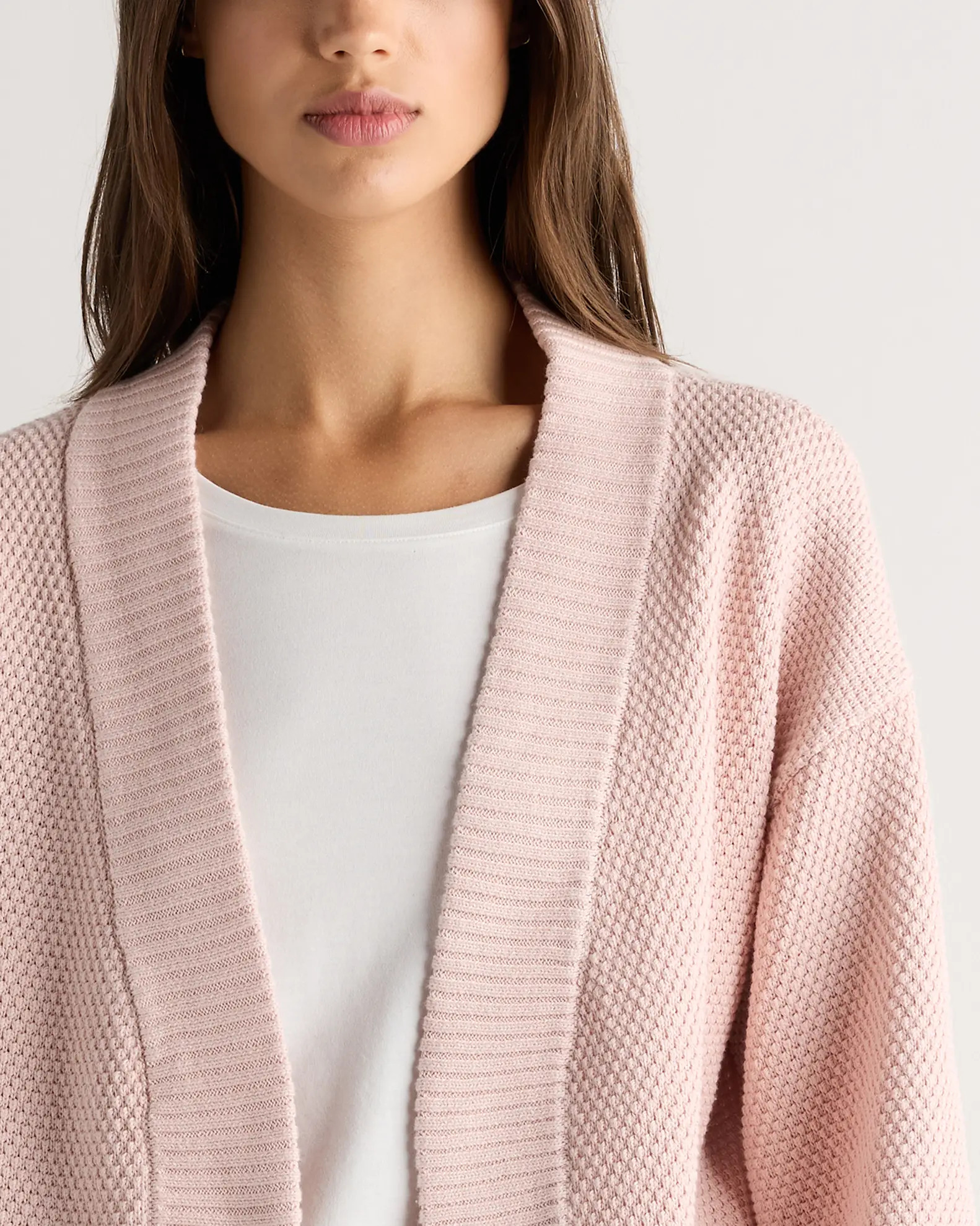 100% Organic Cotton Waffle Stitch Open Cardigan in Navy | Quince