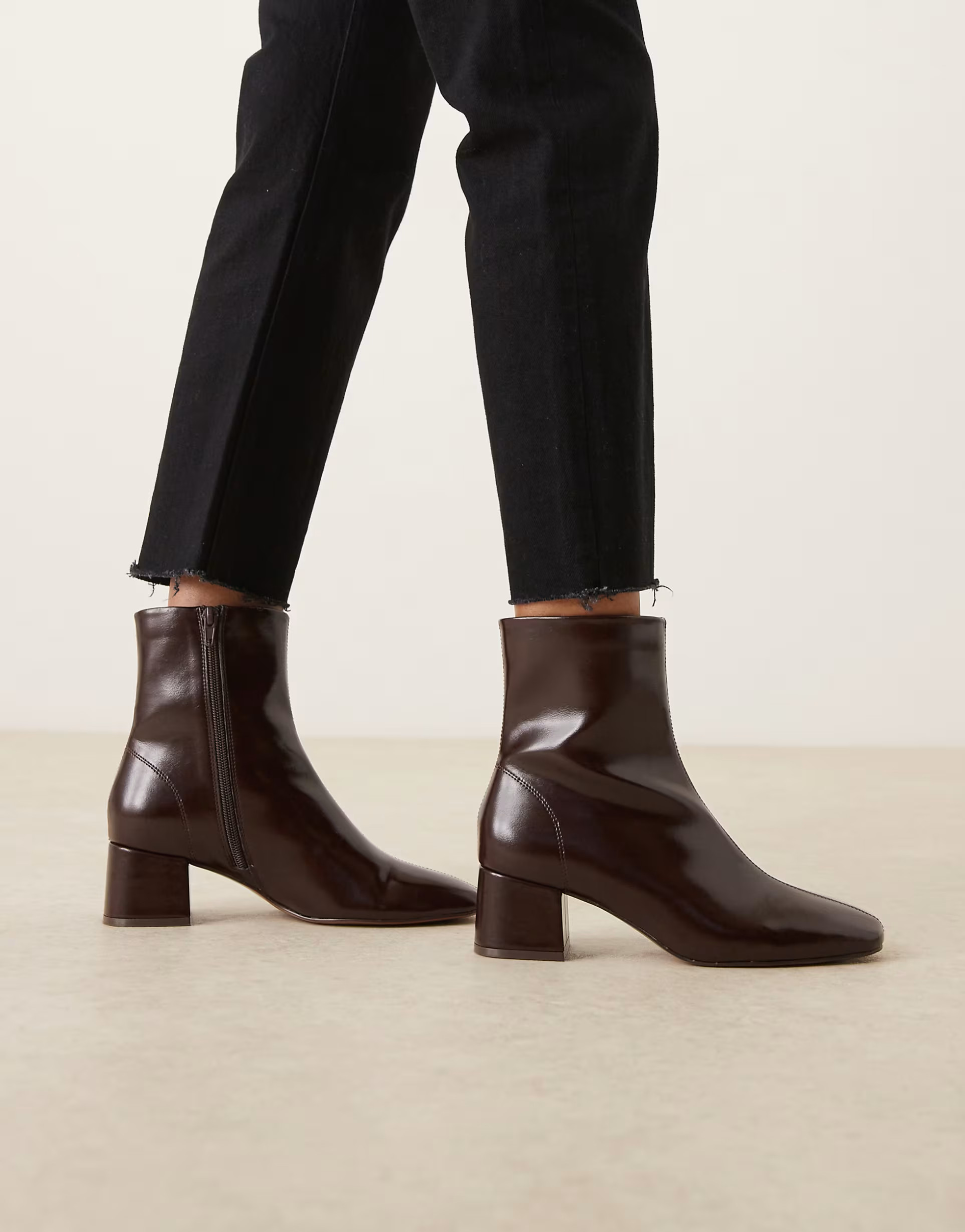 ASOS DESIGN Relay smart heeled ankle boots in chocolate | ASOS (Global)