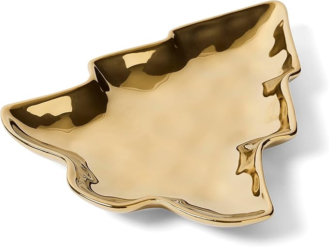 Elegance Gold Christmas Tree Candy Dish – Titanium Plated Porcelain Plate for Holiday Snacks, A... | Amazon (US)