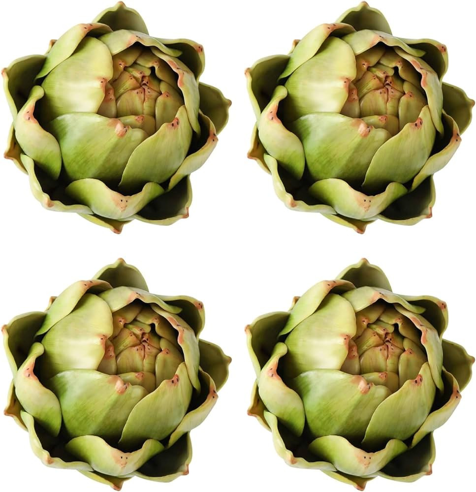 GiftYou 4-Pack Large Green Artificial Artichokes - Fake Vegetables and Faux Fruits for Kitchen De... | Amazon (US)