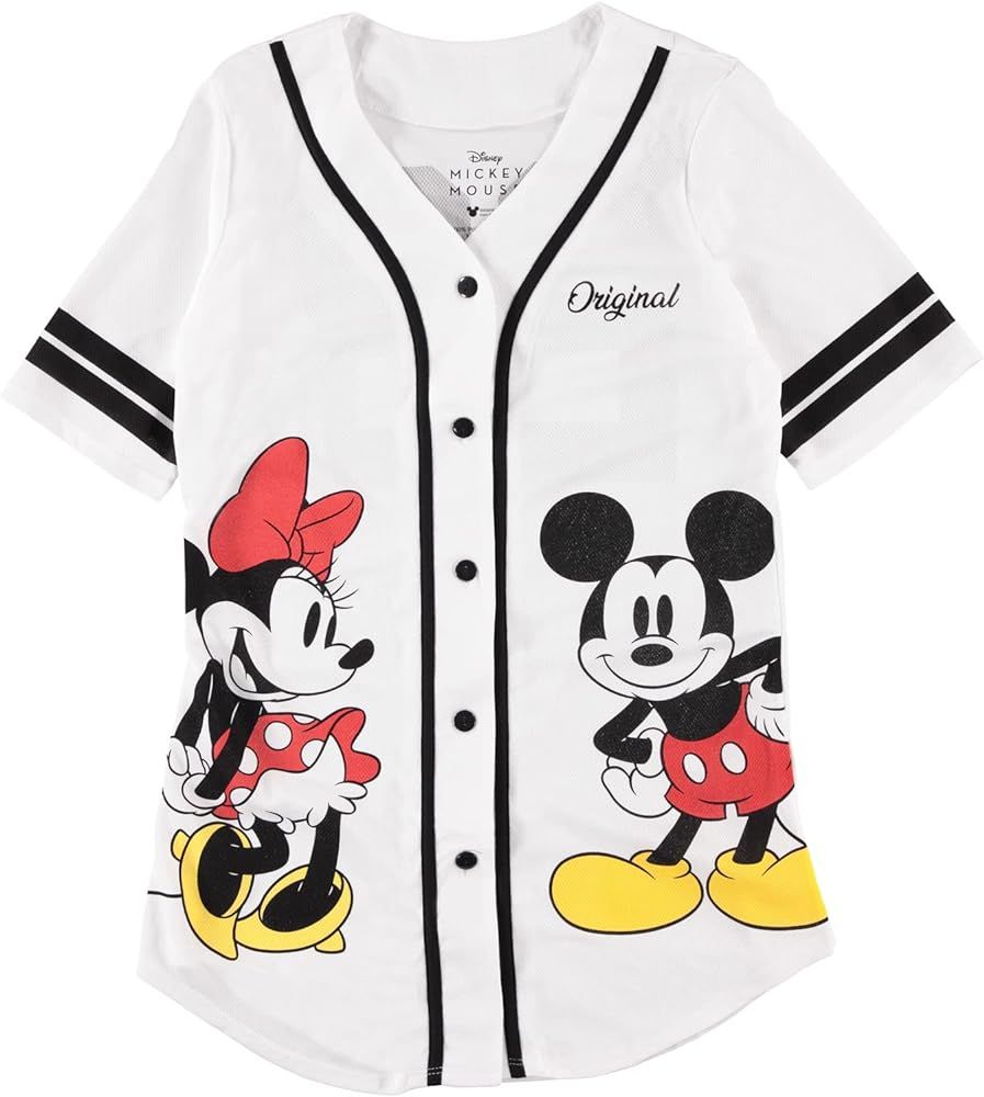 Disney Ladies Mickey Mouse Fashion Shirt - Mickey & Minnie Mouse Baseball Jersey Mickey Mouse But... | Amazon (US)