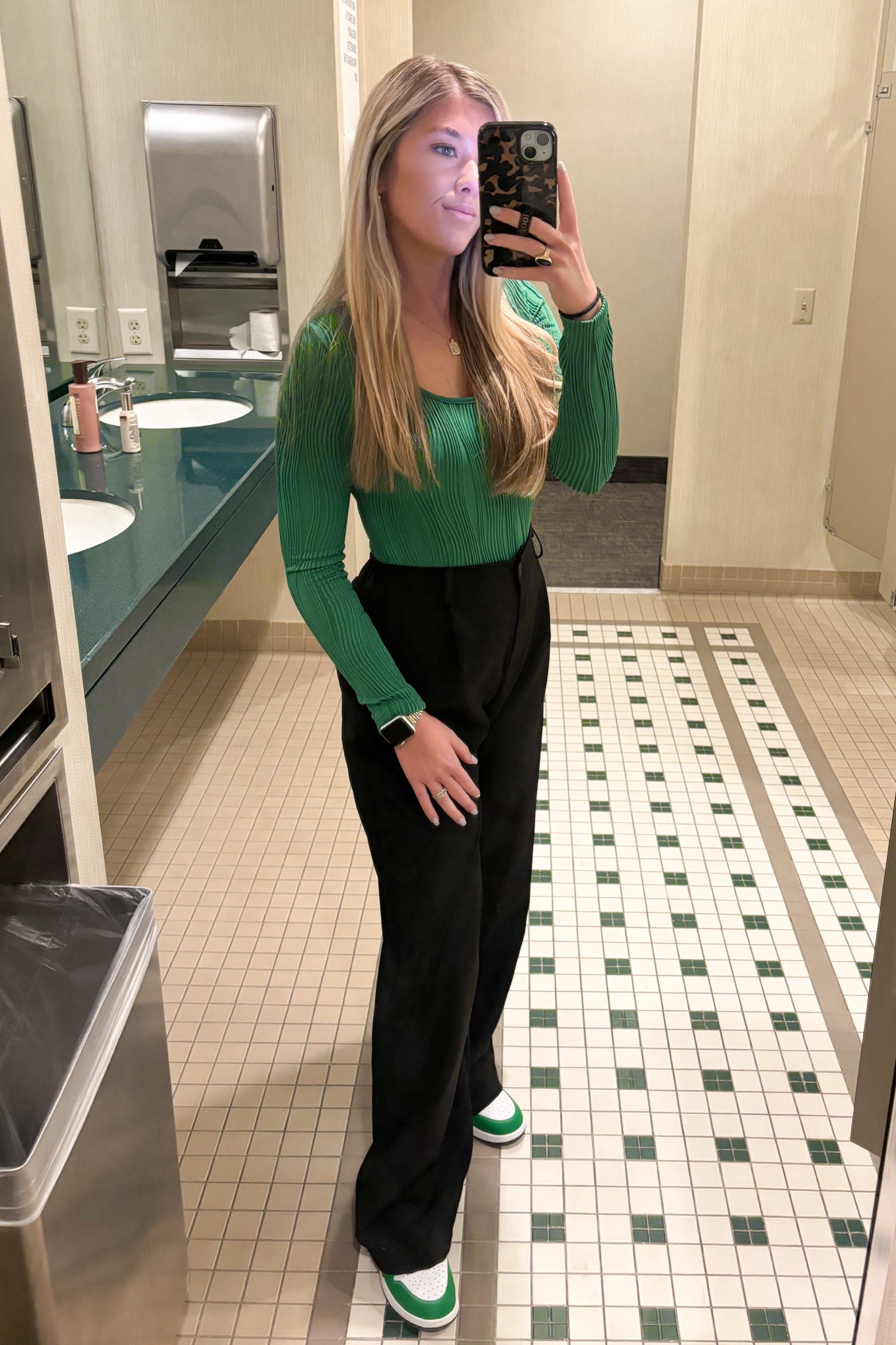 Green business casual work outfit from SHEIN and Amazon with Jordan’s🍀

#workoutfit
#jordanones
#greenoutift
#businesscasual 
#sheinwork

#LTKworkwear #LTKfindsunder50 #LTKshoecrush