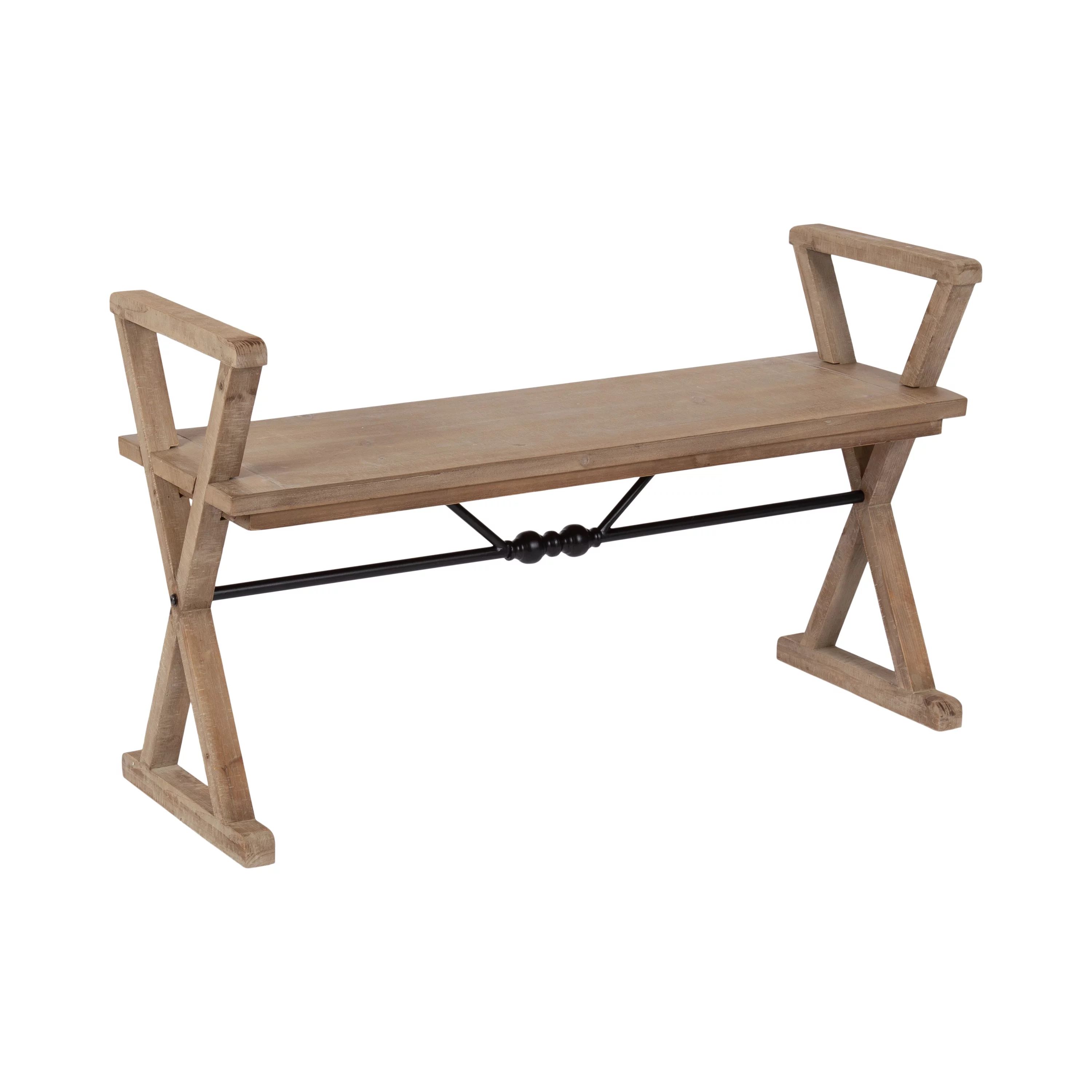 Kate and Laurel Travere Modern Farmhouse Wood and Metal Bench, 43 x 15 x 26, Rustic Brown, Contem... | Walmart (US)