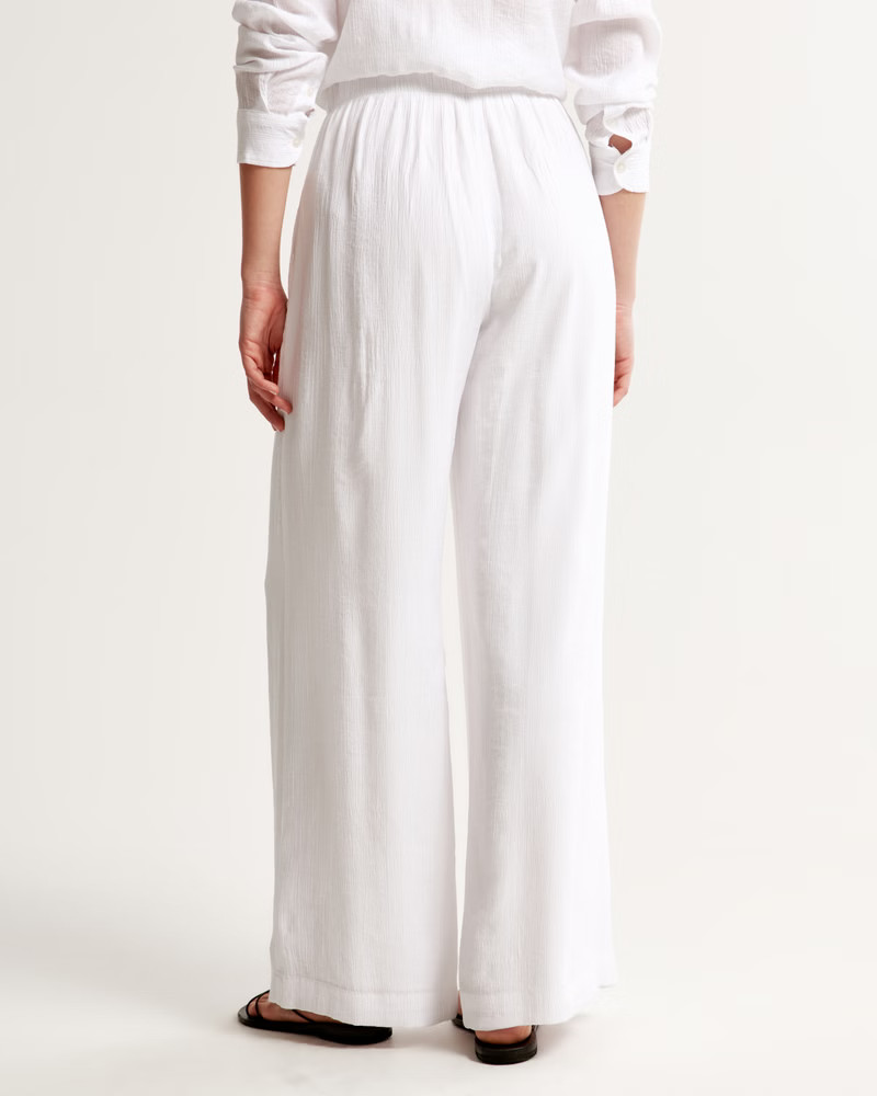 Women's Crinkle Textured Pull-On Wide Leg Pant | Women's Bottoms | Abercrombie.com | Abercrombie & Fitch (US)