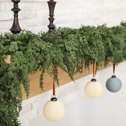 Jutom 1 PCS 9 ft Christmas Cedar Garland - Artificial Realistic Holiday Cedar Pine Needles Greene... | Amazon (US)
