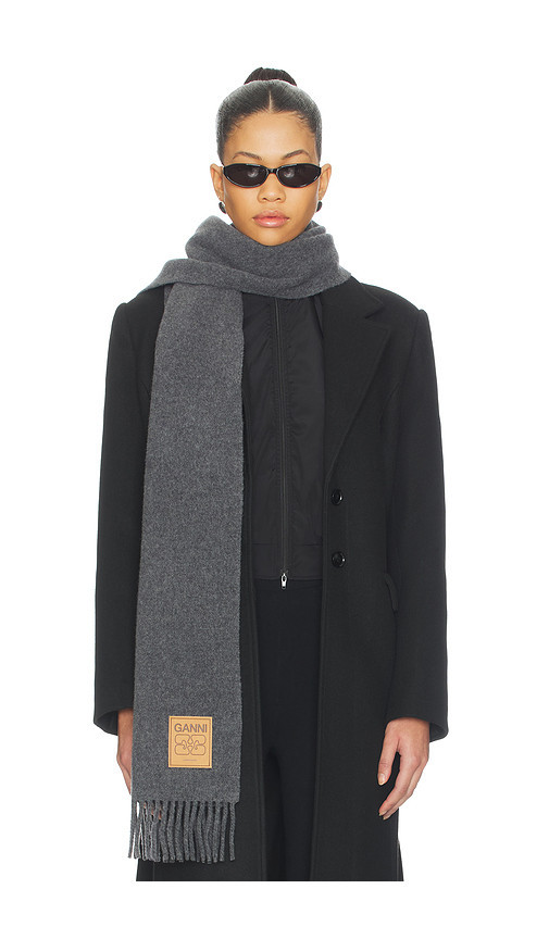 Ganni Double Face Solid Scarf in Grey. | Revolve Clothing (Global)