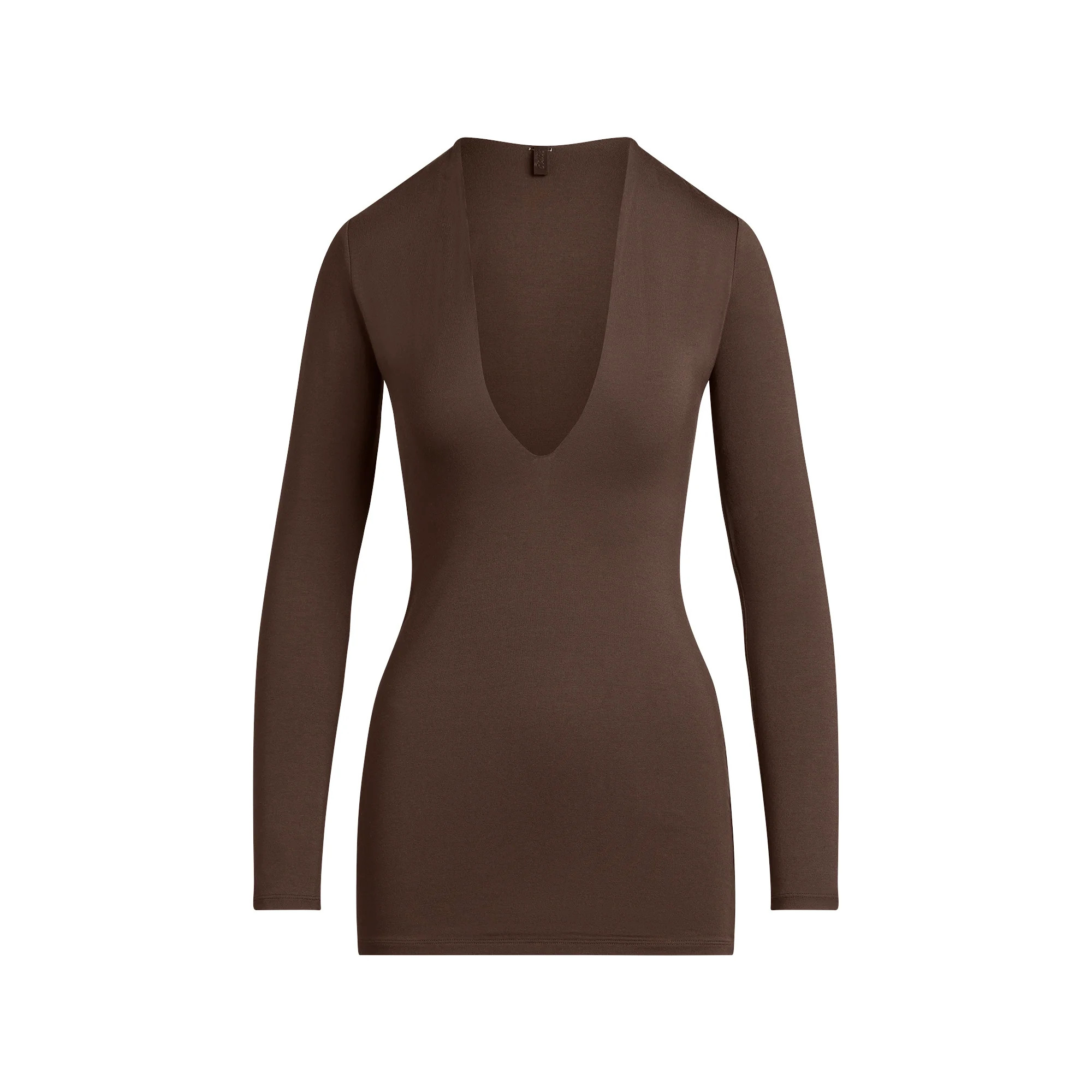 SMOOTH LAYERS DEEP PLUNGE MINI DRESS | ESPRESSO | SKIMS (US)