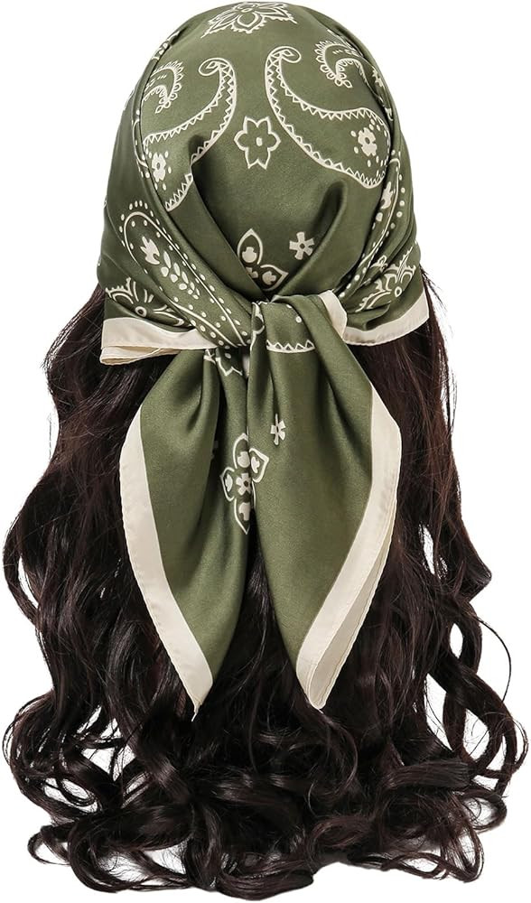 Floerns Bandana Headscarf Hair Scarf, Silk Paisley Print, Vintage Boho | Amazon (US)