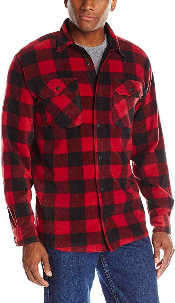 Wrangler Men's Authentics Long-Sleeve Plaid Fleece Shirt | Amazon (CA)