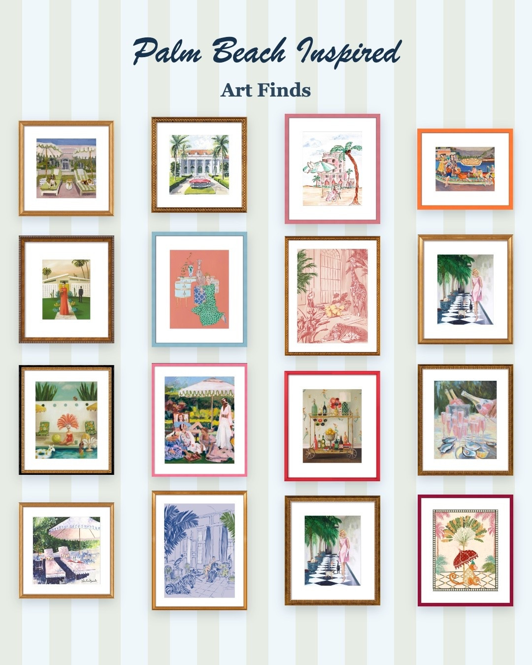 Palm beach vibes always! Shop these colorful prints & preframed wall art from Artfully Walls!!