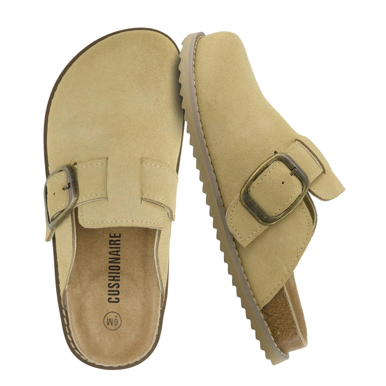 Cushionaire Blain Genuine Suede Clogs for Women | Slip-On Mules with Memory Foam & Oversized Buck... | Walmart (US)