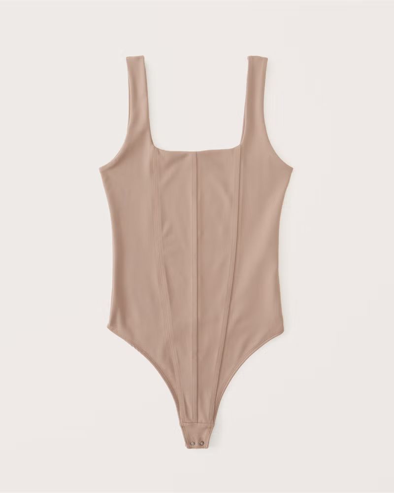 Abercrombie & Fitch Women's Double-Layered Seamless Fabric Corset Bodysuit in Brown - Size M | Abercrombie & Fitch (US)