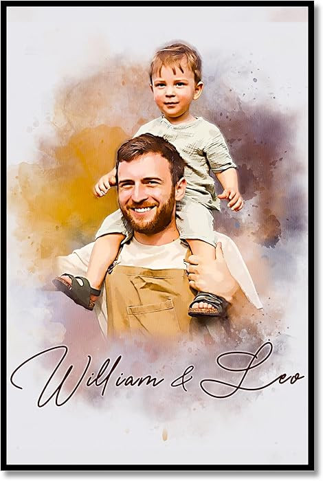 Custom Watercolor Painting from Photo for Dad, Customized Canvas Portraits from Photo for Papa Gr... | Amazon (US)