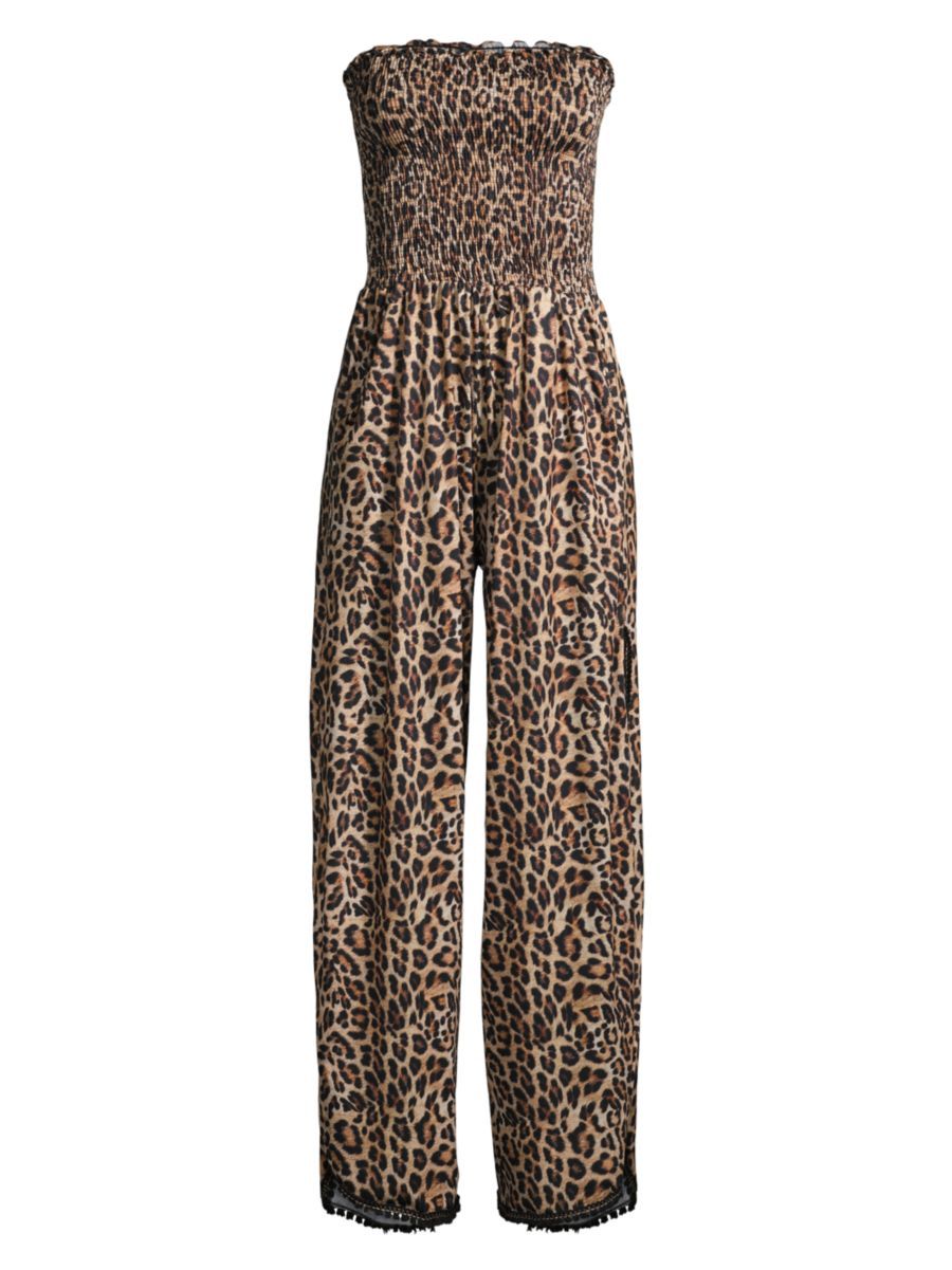 Peixoto Harriet Leopard Strapless Coverup Jumpsuit | Saks Fifth Avenue