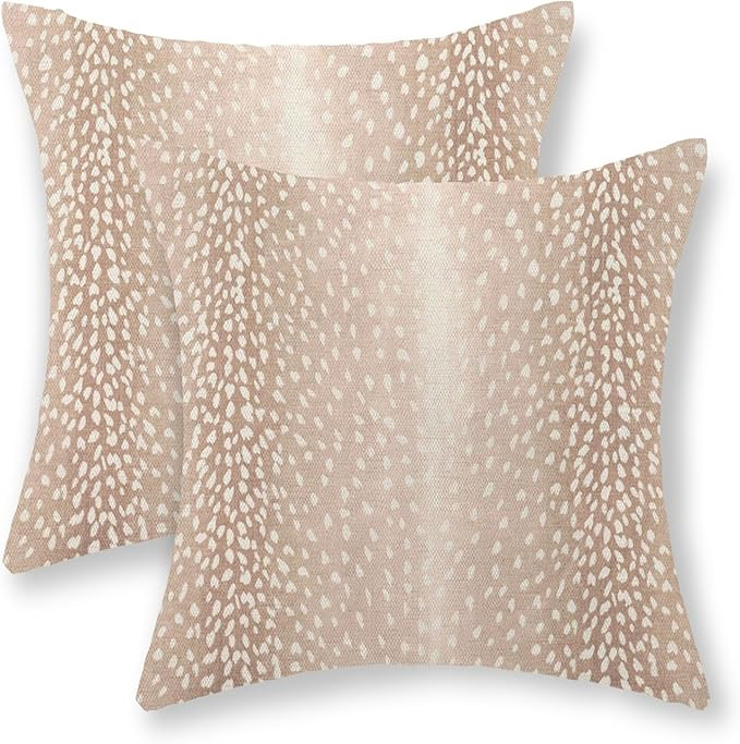 Antelope Pillow Covers 18x18 Set of 2 Beige Animal Skin Print Throw Pillow Covers Modern Antelope... | Amazon (US)