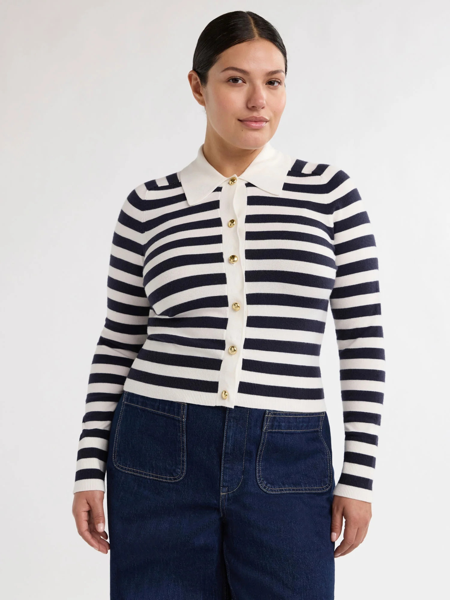 Free Assembly Women’s and Women's Plus Cozy Yarn Collared Cardigan Sweater with Long Sleeves, L... | Walmart (US)