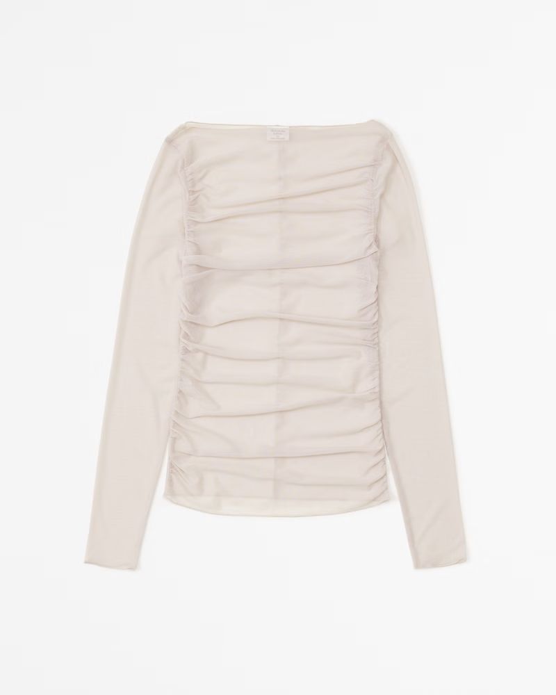 Long-Sleeve Tuckable Mesh Slash Top | Abercrombie & Fitch (US)