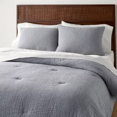 Gauze Stitch Pin Dot Comforter Blue - Hearth & Hand™ with Magnolia | Target