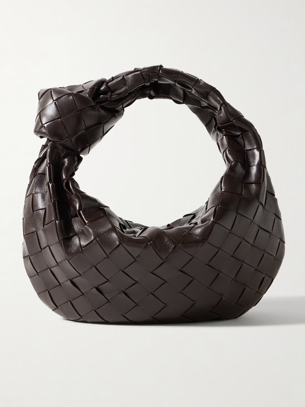 Bottega Veneta - Jodie Mini Knotted Intrecciato Leather Tote - Chocolate - One size | NET-A-PORTER APAC