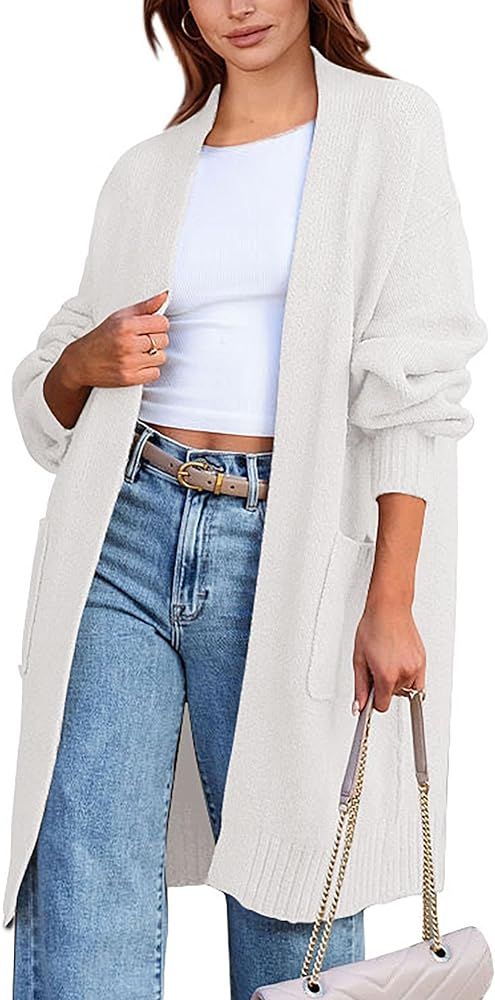 KIRUNDO Womens Cardigan 2024 Fall Fashion Oversized Open Front Long Knit Cardigan Casual Winter S... | Amazon (US)