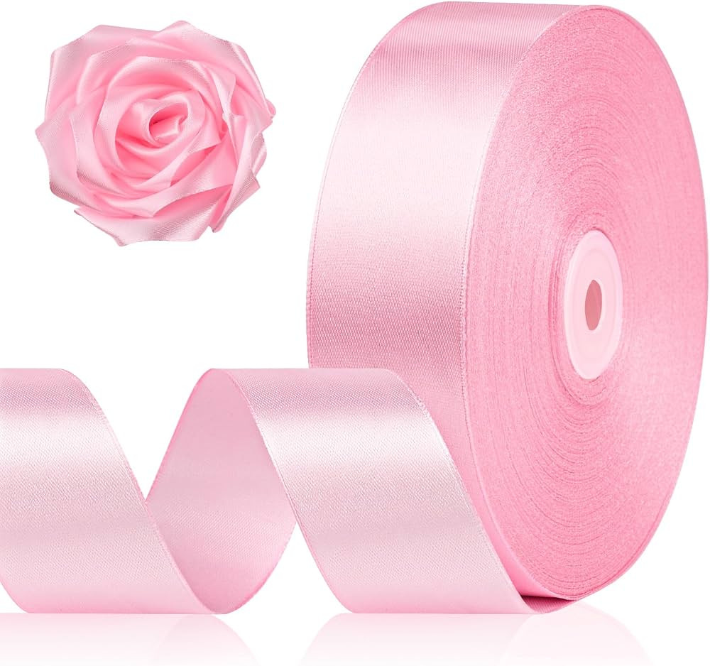 Pink Ribbon 1-1/2 Inch x 100 Yards, Satin Ribbon | Amazon (US)