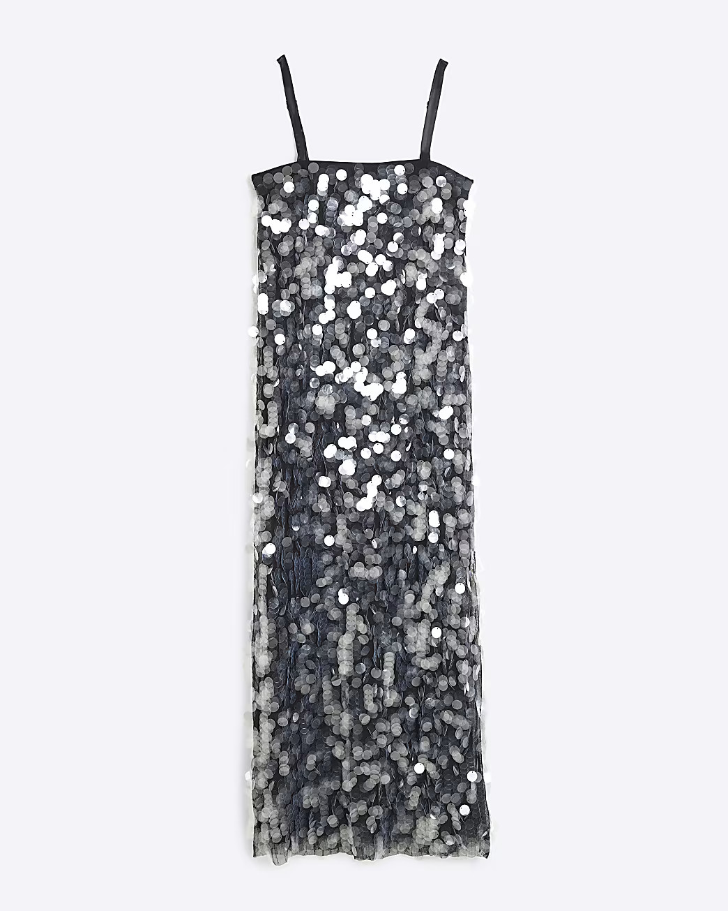 Black Sequin Slip Midi Dress | River Island UK & IE