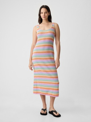 Linen-Blend Textured Sweater Midi Dress | Gap (US)