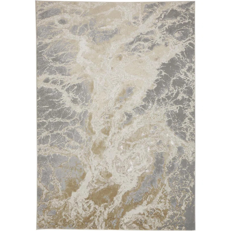 Hopedale Abstract Power Loom Beige Area Rug | Wayfair North America