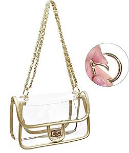 Clear Purse Turn Lock NFL Approved Chain Crossbody Shoulder Bags Handbags | Amazon (US)