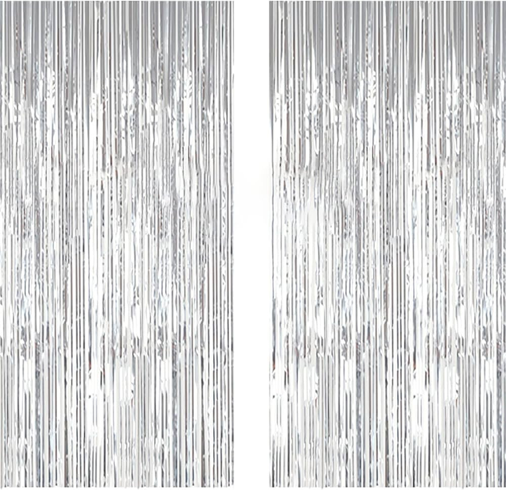 ShiDianYi Metallic Foil Fringe-Backdrops-Silver-6FTX8FT Tinsel Party/Window/Door Decorative Fring... | Amazon (US)