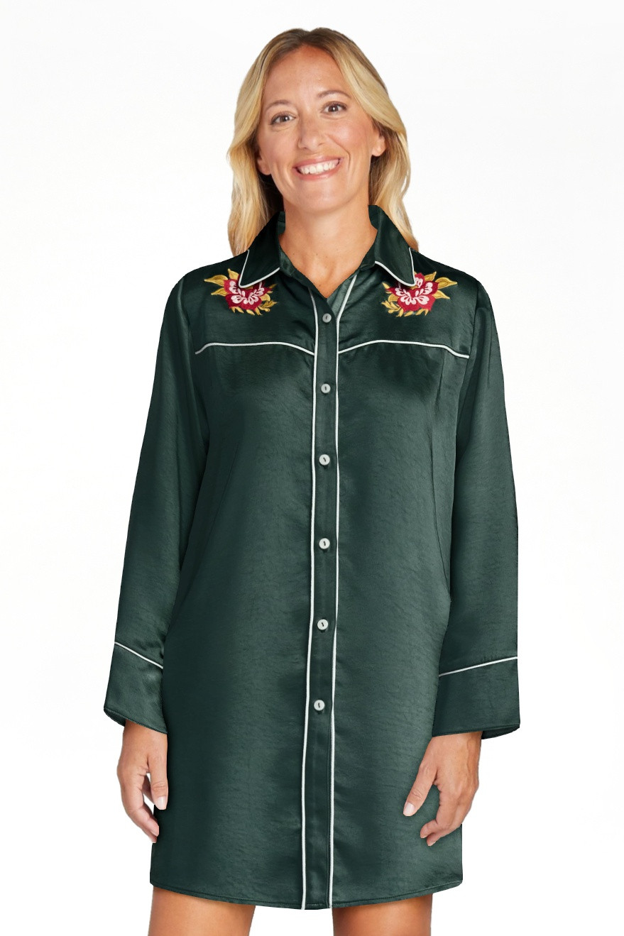 Kacey Lee Women's Satin Sleep Shirt with Long Sleeves, Size XS-XXL | Walmart (US)