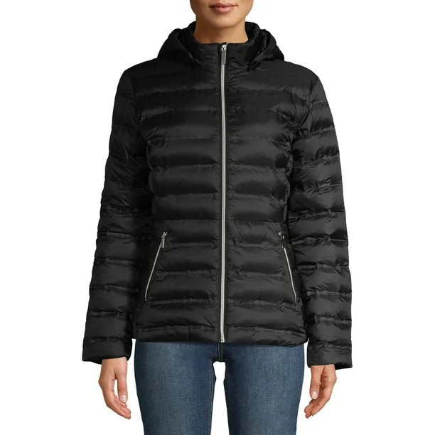 Time and Tru Women's Packable Puffer Jacket with Hood | Walmart (US)