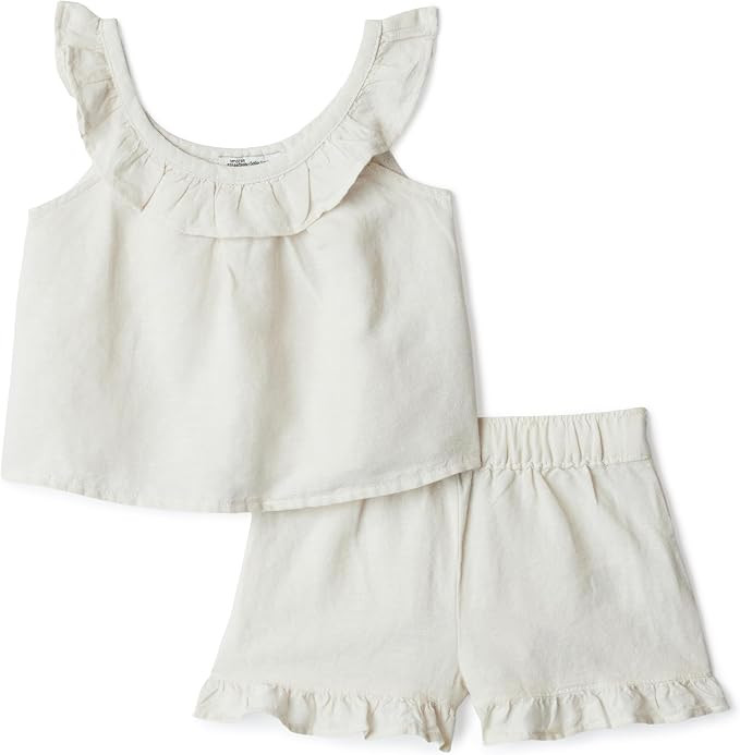 Amazon.com: Amazon Essentials Unisex Babies x Sofia Grainge Baby Girls and Toddlers Cotton Linen ... | Amazon (US)