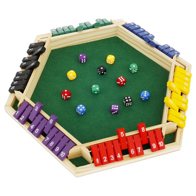 Tysrjsv Shut The Box Game for 1 to 6 Players Wood Tabletop Board Game with 12 Dice Fun Close The ... | Walmart (US)