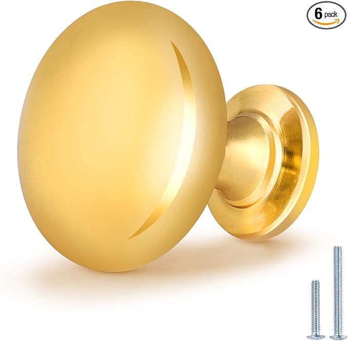 NIZADO 6 Pack Polished Gold Cabinet Knob Solid Kitchen Drawer Hardware,Antique Gold Drawer Dresse... | Amazon (US)