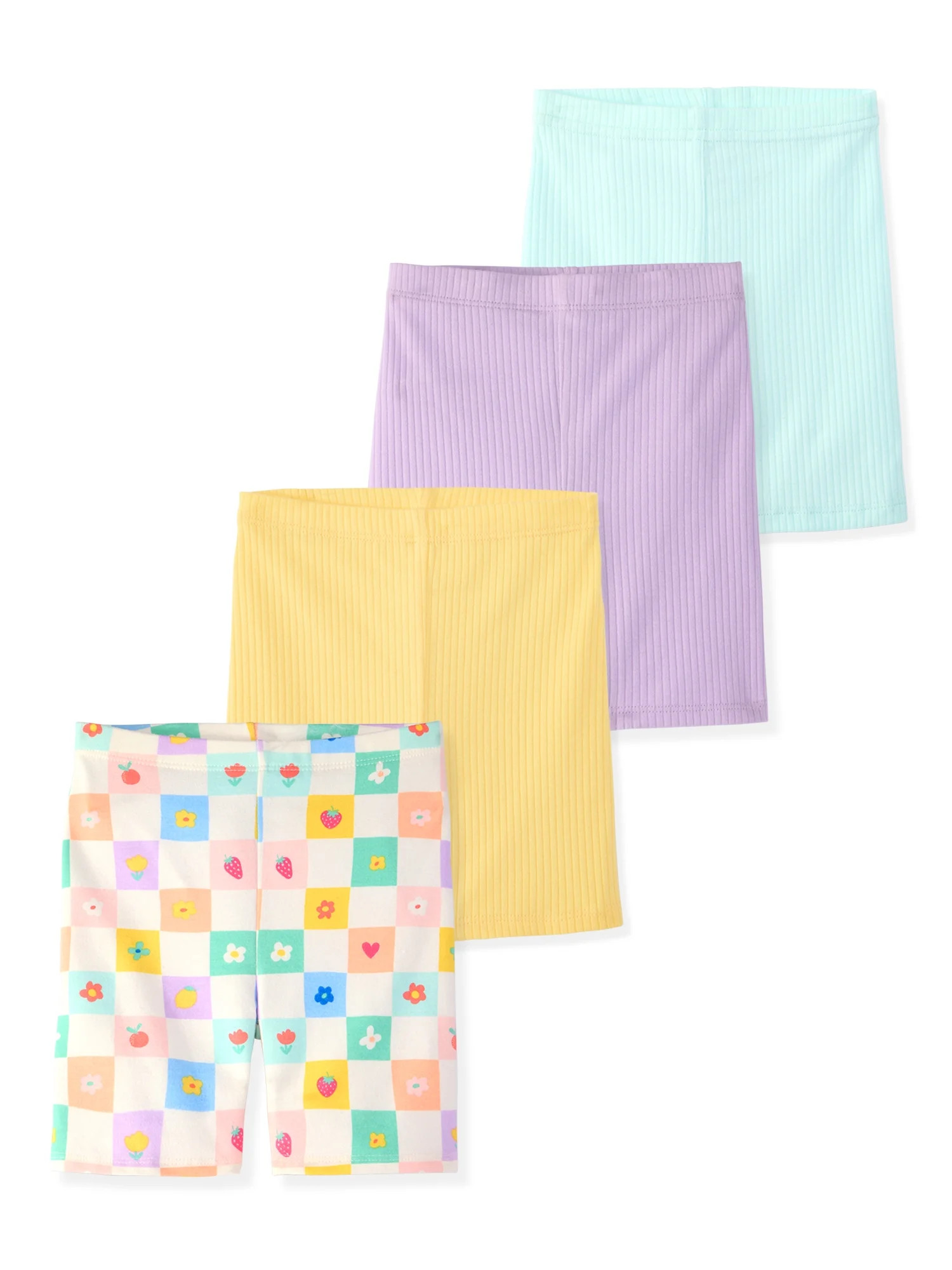Garanimals Baby & Toddler Girl Ribbed Cotton Biker Shorts, Prints & Solids, 4-Pack, 0M–6T | Walmart (US)