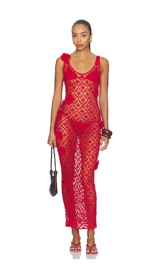 Tiria Crochet Maxi Dress in Red | Revolve Clothing (Global)